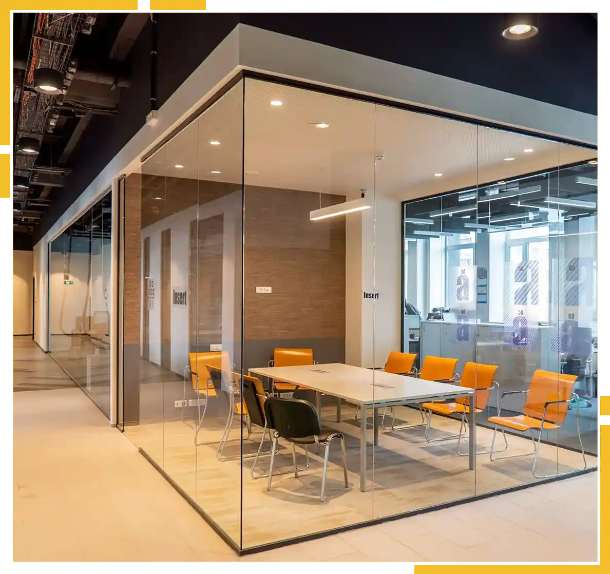 Frameless toughened glass office partition